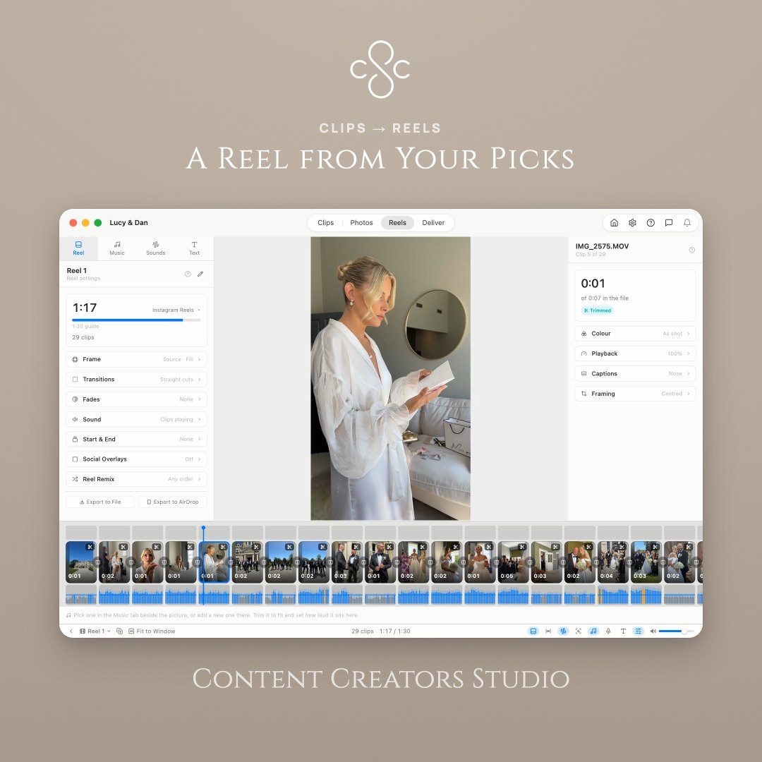 Creating a reel from your picks in Content Creators Studio is an absolute breeze. Simply filter, right-click and your reel is ready to go. — posted 4 October 2026