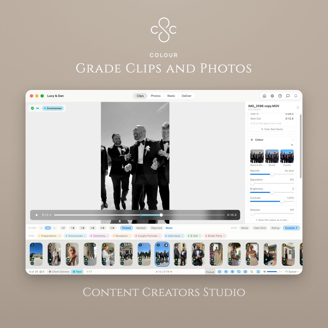 In Content Creators Studio you can style up your clips in preparation for building reels or client delivery. Don't fancy any of the presets? Then why not create your own. — posted 4 October 2026
