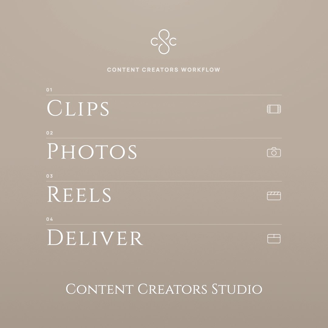 Wedding Content Creators follow a similar workflow of clips, photos, reels then deliver. Content Creators Studio bakes in this workflow so you can work quick, smart and deliver consistently to your clients. — posted 23 August 2026