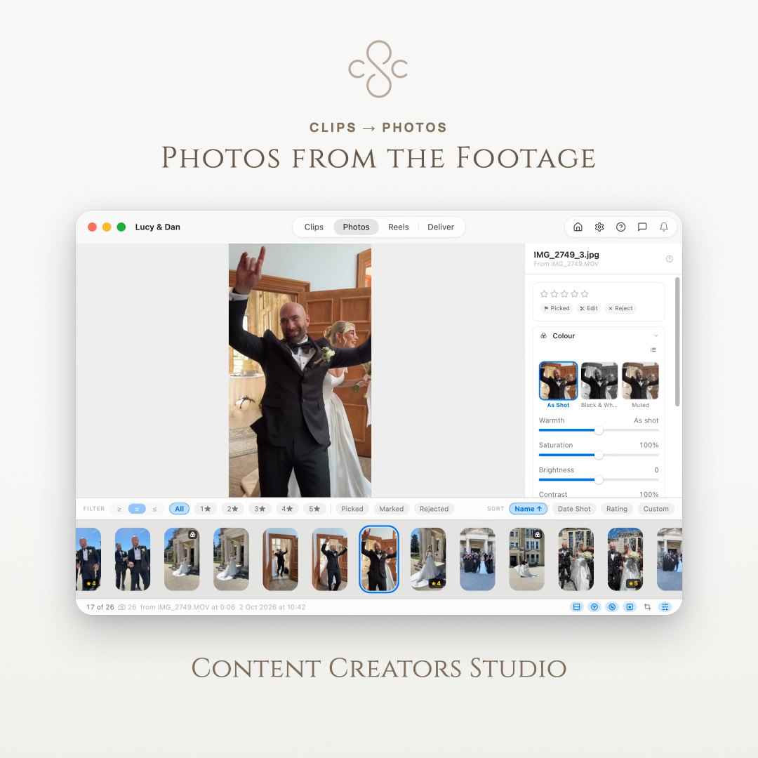 It really is that easy in capturing still photos from your video clips in Content Creators Studio. Hit the C key and you are done! — posted 3 October 2026